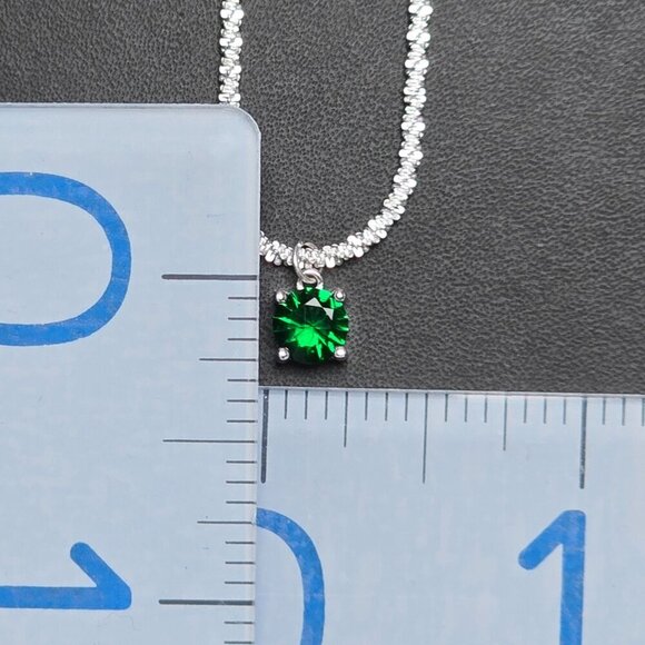 Sterling Silver Necklace With Sparkling Green CZ Pendant (NWOT) - Picture 6 of 6